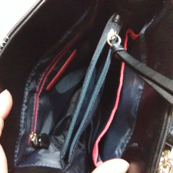 Tommy Hilfiger pink & black & cream ? striped handbag NEW NWT - Picture 12 of 16